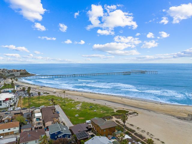 The Ocean Beach pier from the air